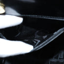 Salvatore Ferragamo Gancini Hand Bag Enamel 2way Black Gold Auth 149269-21