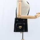 Salvatore Ferragamo Gancini Hand Bag Enamel 2way Black Gold Auth 149269-22