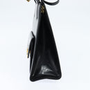 Salvatore Ferragamo Gancini Hand Bag Enamel 2way Black Gold Auth 149269-4