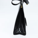 Salvatore Ferragamo Gancini Hand Bag Enamel 2way Black Gold Auth 149269-5