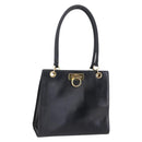Salvatore Ferragamo Gancini Tote Bag Leather Black Gold Auth 149270-1