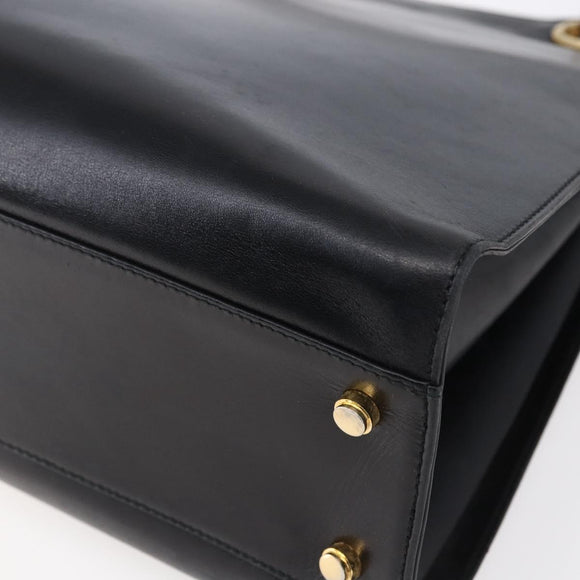 Salvatore Ferragamo Gancini Tote Bag Leather Black Gold Auth 149270