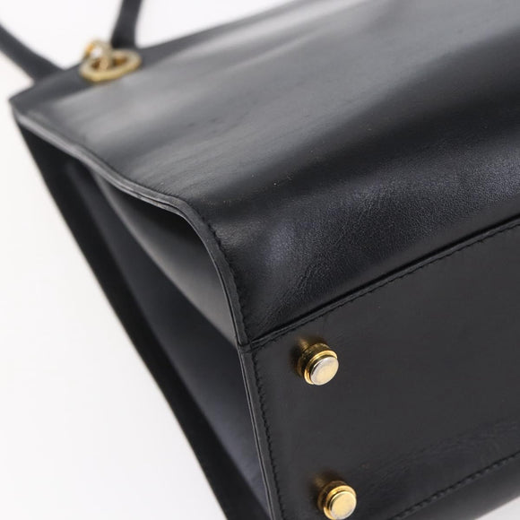 Salvatore Ferragamo Gancini Tote Bag Leather Black Gold Auth 149270