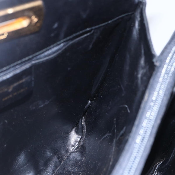 Salvatore Ferragamo Gancini Tote Bag Leather Black Gold Auth 149270