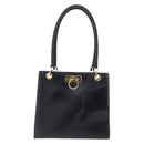 Salvatore Ferragamo Gancini Tote Bag Leather Black Gold Auth 149270-2