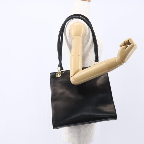 Salvatore Ferragamo Gancini Tote Bag Leather Black Gold Auth 149270