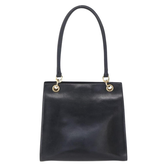 Salvatore Ferragamo Gancini Tote Bag Leather Black Gold Auth 149270