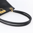 Salvatore Ferragamo Gancini Tote Bag Leather Black Gold Auth 149270-7