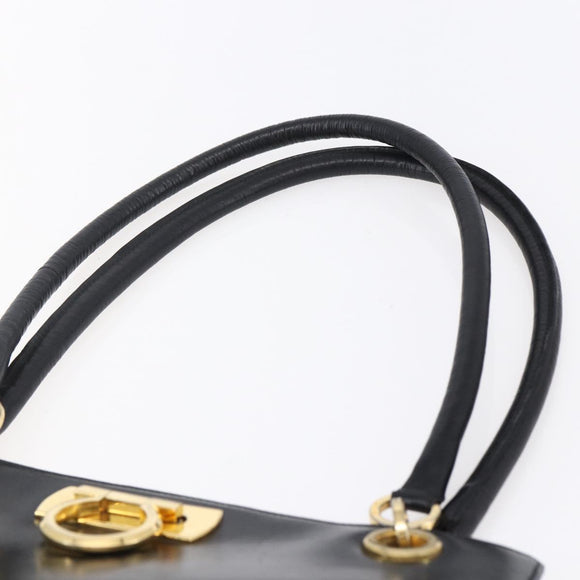 Salvatore Ferragamo Gancini Tote Bag Leather Black Gold Auth 149270