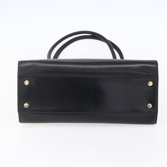 Salvatore Ferragamo Gancini Tote Bag Leather Black Gold Auth 149270