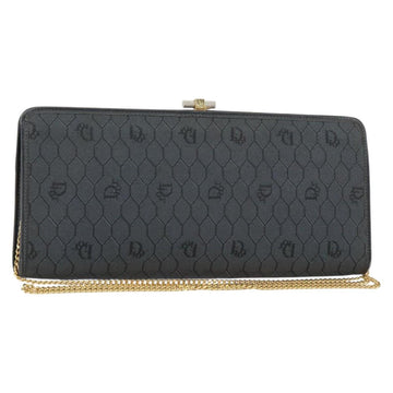 Christian Dior Honeycomb Canvas Chain Shoulder Bag Black Gold Auth 149271