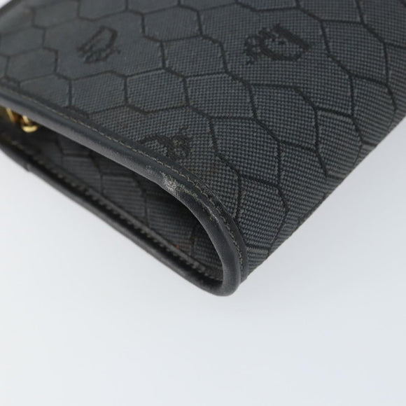 Christian Dior Honeycomb Canvas Chain Shoulder Bag Black Gold Auth 149271