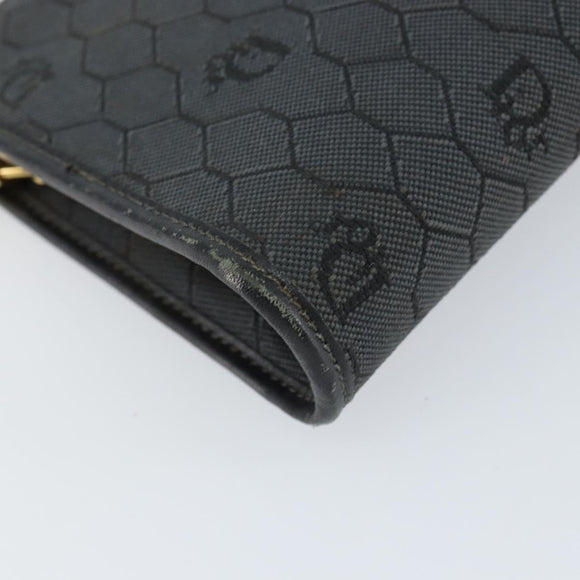 Christian Dior Honeycomb Canvas Chain Shoulder Bag Black Gold Auth 149271