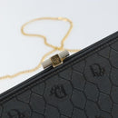 Christian Dior Honeycomb Canvas Chain Shoulder Bag Black Gold Auth 149271-14