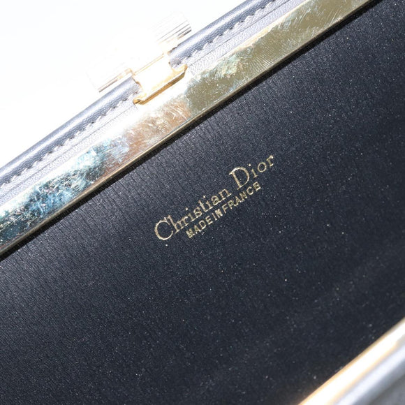 Christian Dior Honeycomb Canvas Chain Shoulder Bag Black Gold Auth 149271