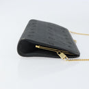 Christian Dior Honeycomb Canvas Chain Shoulder Bag Black Gold Auth 149271-4