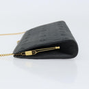Christian Dior Honeycomb Canvas Chain Shoulder Bag Black Gold Auth 149271-5