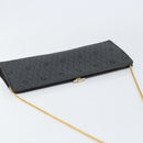 Christian Dior Honeycomb Canvas Chain Shoulder Bag Black Gold Auth 149271-6