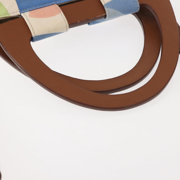 Miu Miu Hand Bag Canvas 2way Green Gold Auth 149273