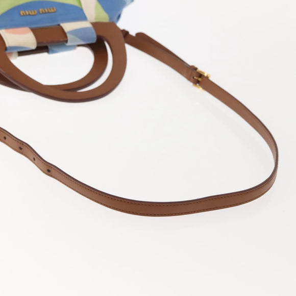 Miu Miu Hand Bag Canvas 2way Green Gold Auth 149273