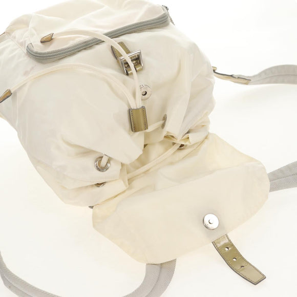 PRADA Backpack Nylon White Silver Auth 149274