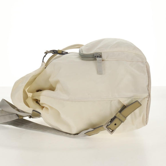 PRADA Backpack Nylon White Silver Auth 149274
