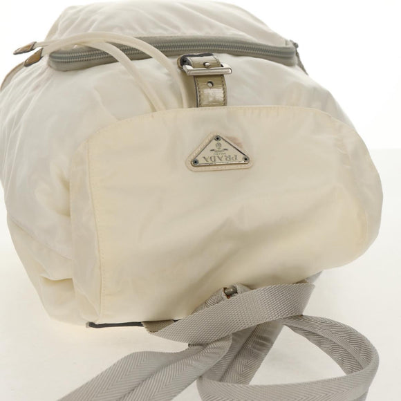 PRADA Backpack Nylon White Silver Auth 149274