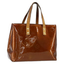 LOUIS VUITTON Monogram Vernis Reade PM Hand Bag Bronze M91146 LV Auth 149275-1