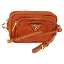 PRADA Shoulder Bag Nylon Orange Gold Auth 149289-1