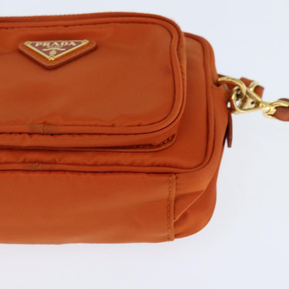 PRADA Shoulder Bag Nylon Orange Gold Auth 149289