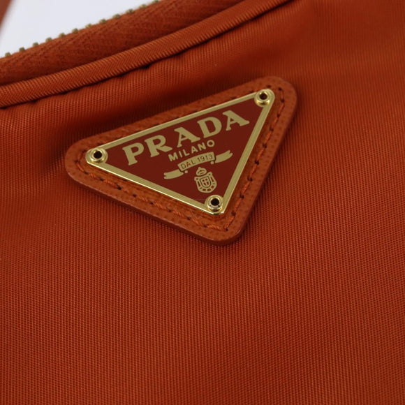 PRADA Shoulder Bag Nylon Orange Gold Auth 149289