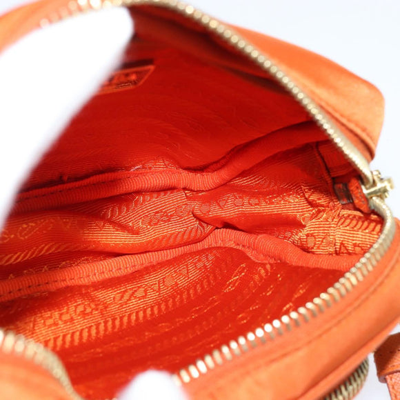 PRADA Shoulder Bag Nylon Orange Gold Auth 149289