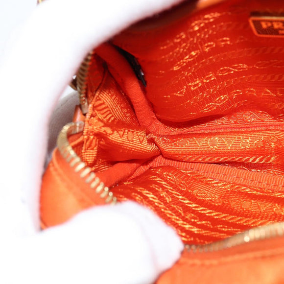 PRADA Shoulder Bag Nylon Orange Gold Auth 149289