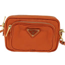 PRADA Shoulder Bag Nylon Orange Gold Auth 149289-13