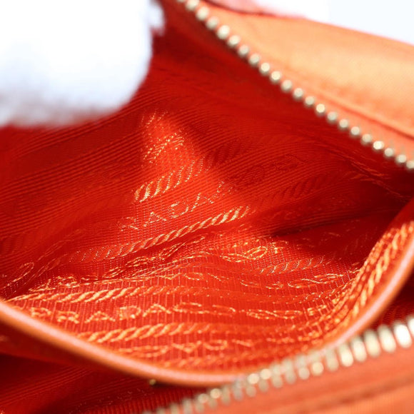 PRADA Shoulder Bag Nylon Orange Gold Auth 149289