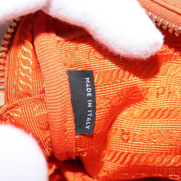PRADA Shoulder Bag Nylon Orange Gold Auth 149289