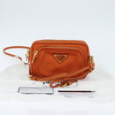 PRADA Shoulder Bag Nylon Orange Gold Auth 149289-12
