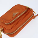 PRADA Shoulder Bag Nylon Orange Gold Auth 149289-6
