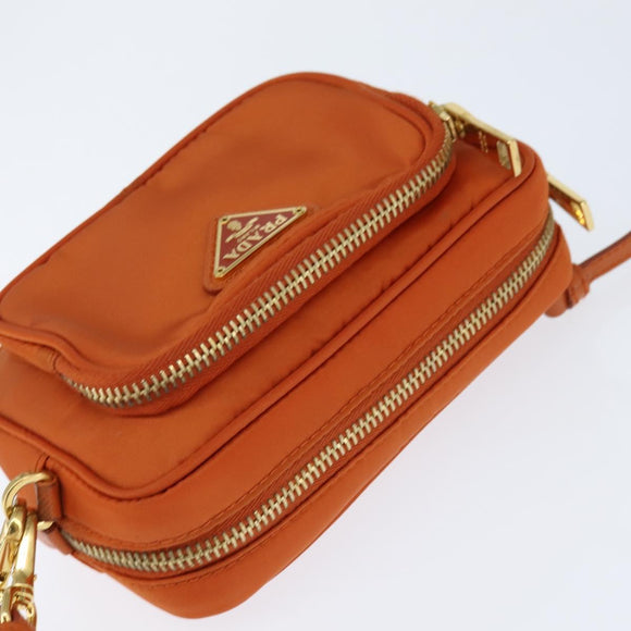 PRADA Shoulder Bag Nylon Orange Gold Auth 149289