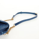 CHANEL 2.55 Matelasse Chain Shoulder Bag Calf Skin Blue Gold CC Auth 149291SM-15