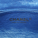 CHANEL 2.55 Matelasse Chain Shoulder Bag Calf Skin Blue Gold CC Auth 149291SM-21