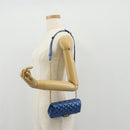 CHANEL 2.55 Matelasse Chain Shoulder Bag Calf Skin Blue Gold CC Auth 149291M-27