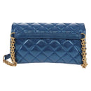 CHANEL 2.55 Matelasse Chain Shoulder Bag Calf Skin Blue Gold CC Auth 149291SM-2