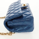 CHANEL 2.55 Matelasse Chain Shoulder Bag Calf Skin Blue Gold CC Auth 149291SM-3