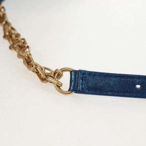 CHANEL 2.55 Matelasse Chain Shoulder Bag Calf Skin Blue Gold CC Auth 149291SM