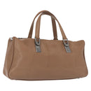 CHANEL Choco Bar Hand Bag Lamb Skin Brown Silver CC Auth 149307-1