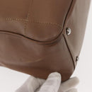 CHANEL Choco Bar Hand Bag Lamb Skin Brown Silver CC Auth 149307-15