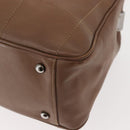 CHANEL Choco Bar Hand Bag Lamb Skin Brown Silver CC Auth 149307-16