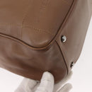 CHANEL Choco Bar Hand Bag Lamb Skin Brown Silver CC Auth 149307-17