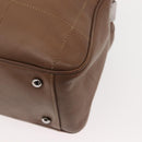 CHANEL Choco Bar Hand Bag Lamb Skin Brown Silver CC Auth 149307-18